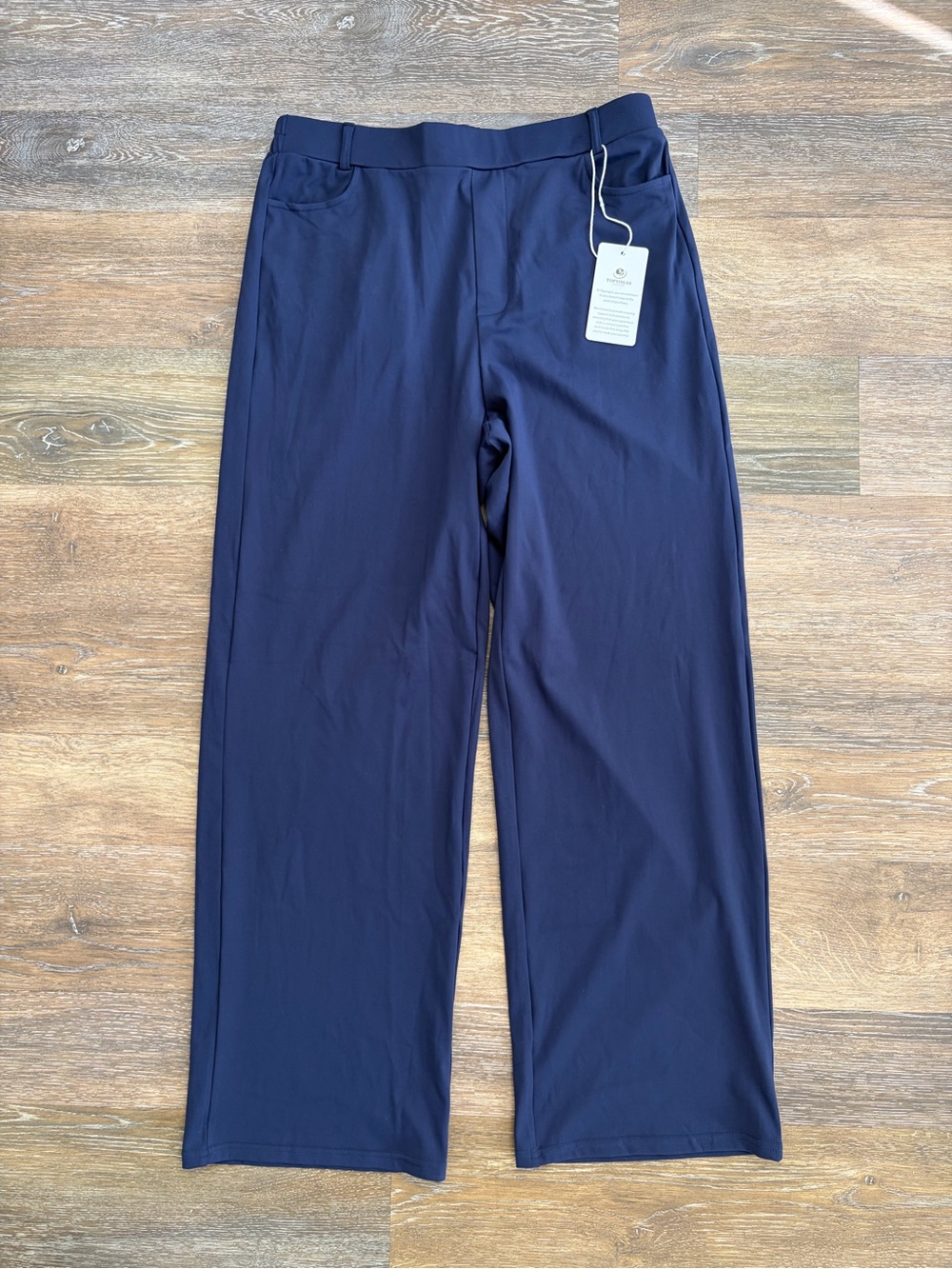 NWT Topygas navy blue wide-leg pull-on trousers with stretch size L